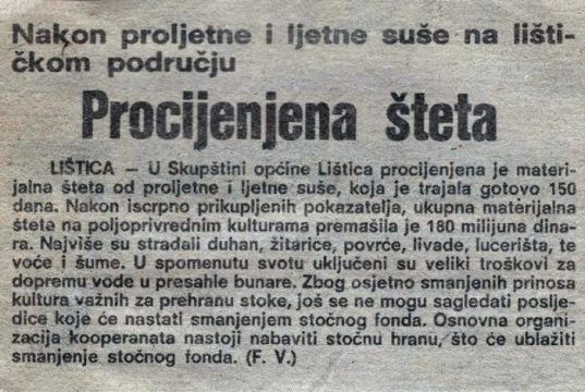 Povijesni zapis iz Širokog Brijega: Gotovo 150 dana suše ostavilo velike posljedice na poljoprivredu